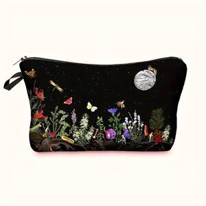 Cosmetic Bag Makeup Flowers Moon Butterfly Pouch Travel Storage Wonderland Trip